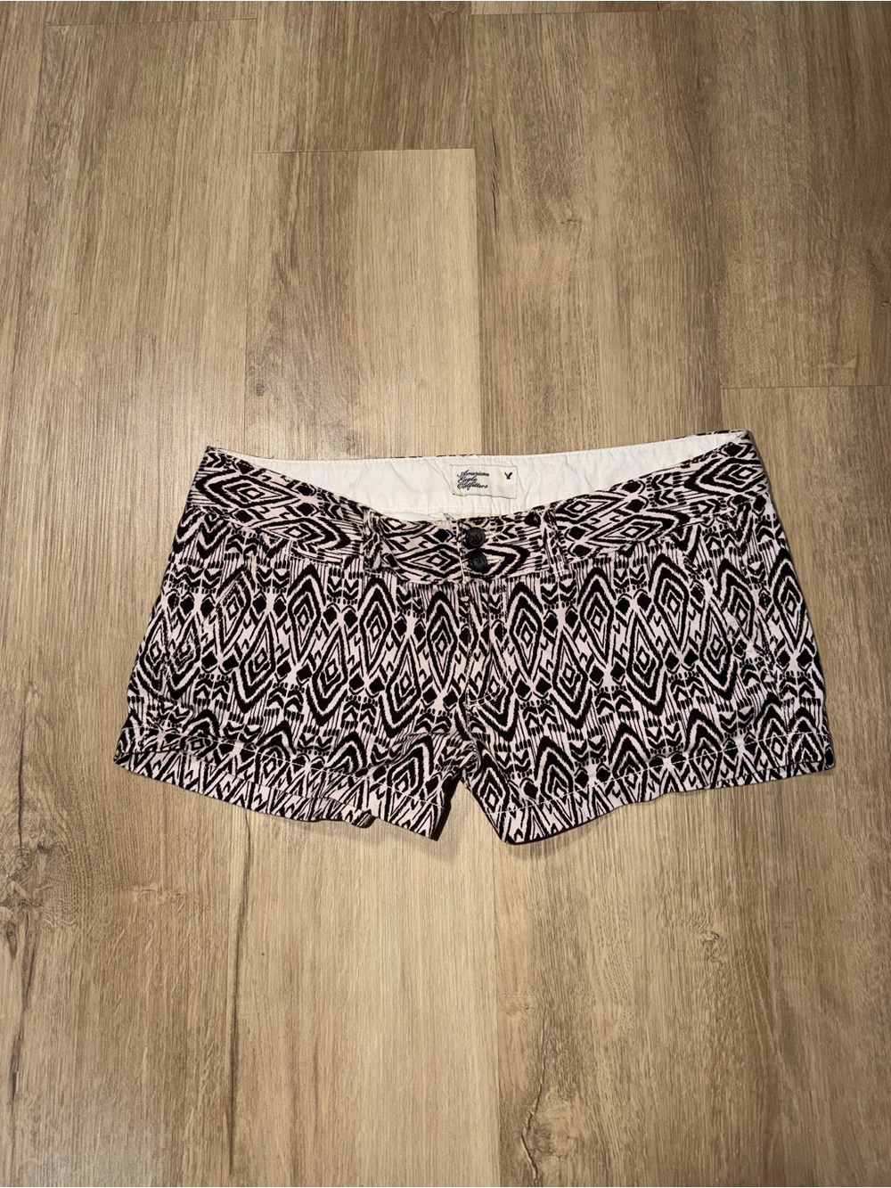 American Eagle Outfitters Black and White Geometric Shorts